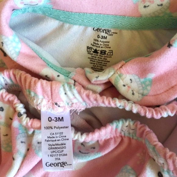 george pink snowman 2-piece winter pajama set 3 months baby girl - Picture 2 of 7